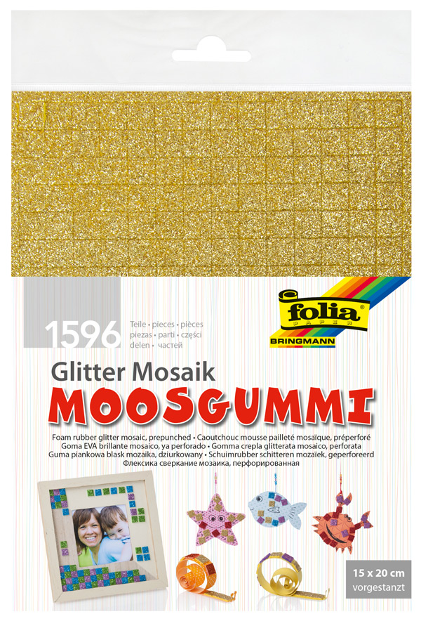 FOLIA Moosgummi-Mosaiksteine Glitter 6 Bögen mehrere Farben