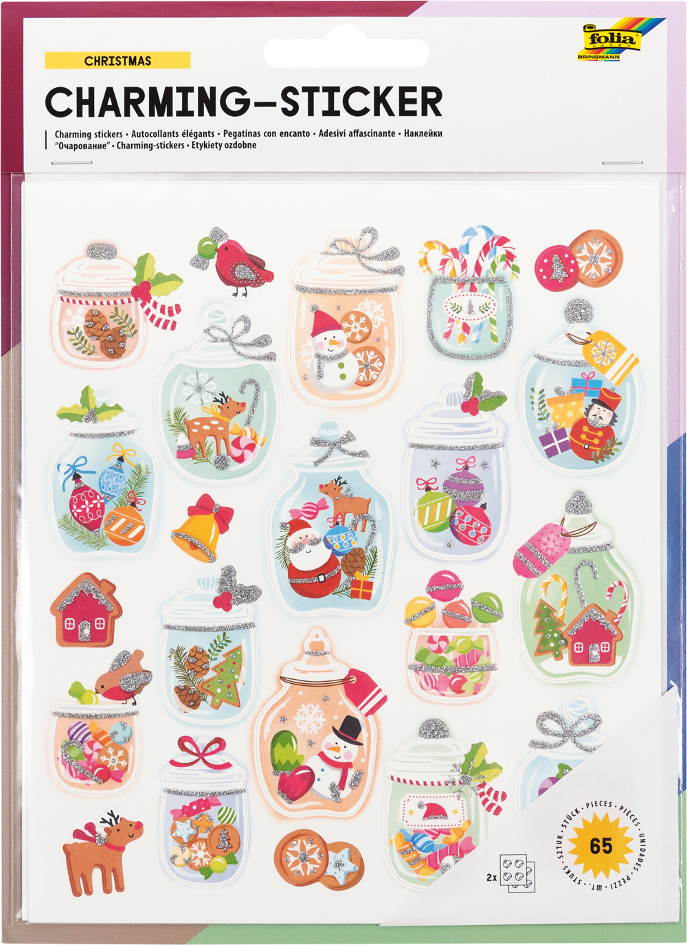 FOLIA Charming Sticker Christmas II 65 Stück bunt