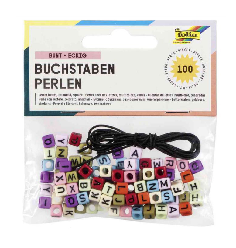 FOLIA Buchstaben-Perlen 100 Stück mehrere Farben