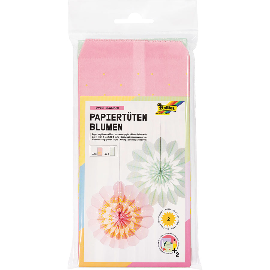 FOLIA Papiertüten für Dekoblumen Sweet Blossom rosa/mint 