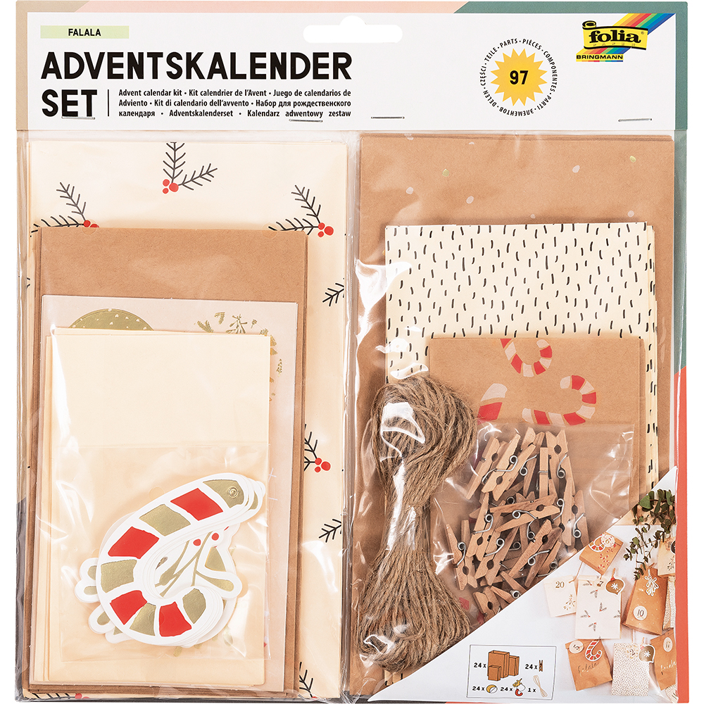 FOLIA Adventkalender Bastelset 97-teilig mehrfarbig