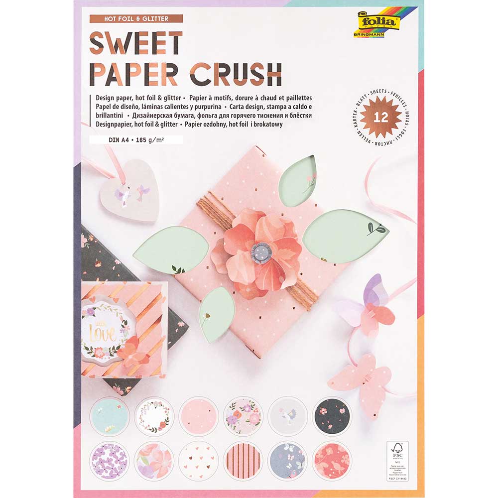 FOLIA Designpapier Sweet Paper Crush Hot Foil & Glitter bunt