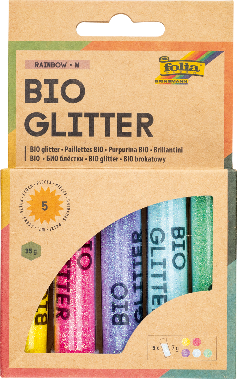 FOLIA Bio Glitter-Mix Rainbow 5 Tuben