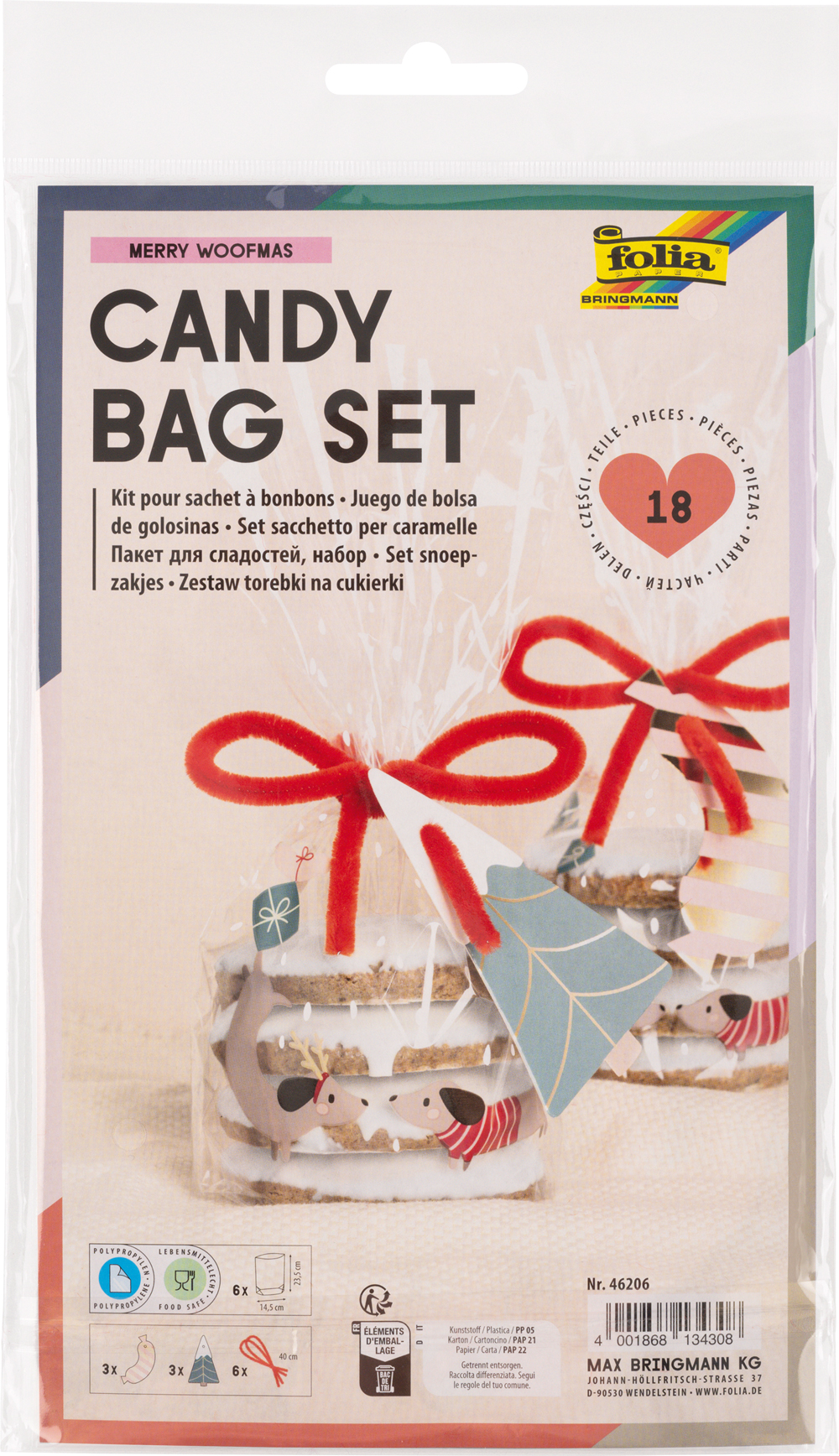 FOLIA Cellobeutel Merry Woofmas 145 x 235 mm 6 Stück