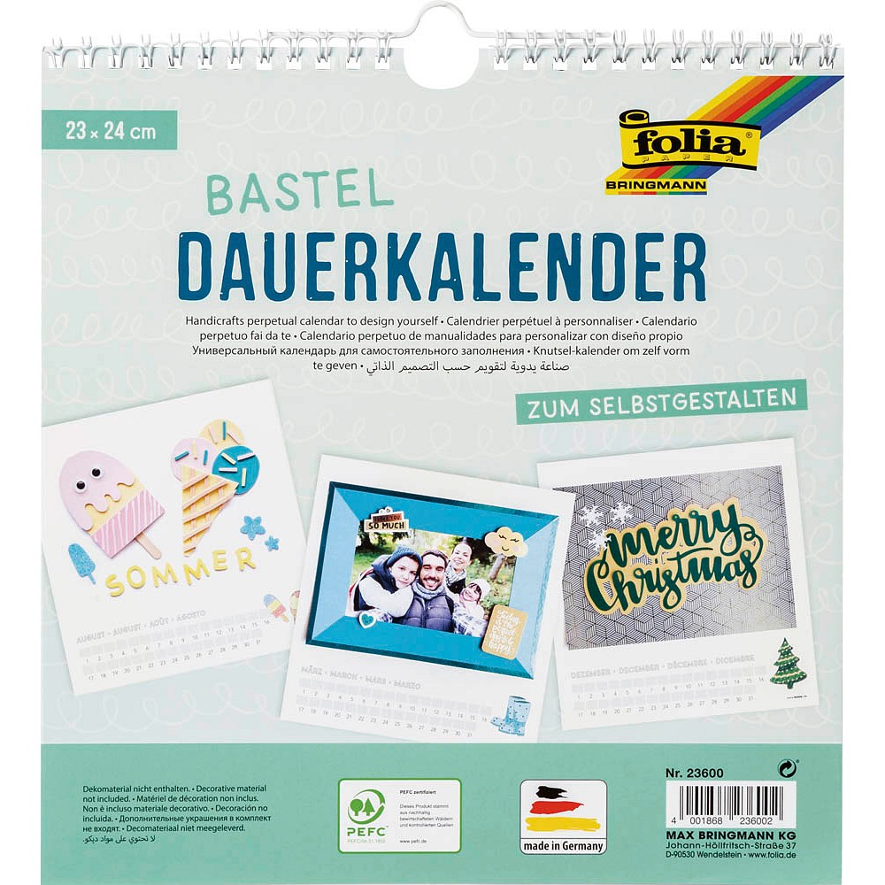 FOLIA Bastel-Dauerkalender 23 x 24 cm weiß