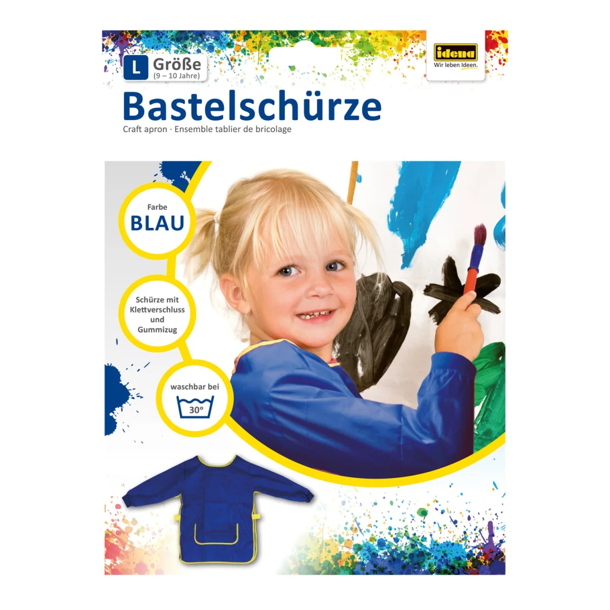 IDENA Bastelschürze Größe L blau