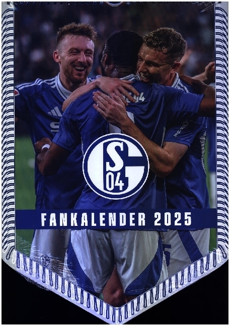 N NEUMANNVERLAGE - FC Schalke 04 2025 Bannerkalender, 29,7x42cm, Fußballkalender mit Motiven der Stars, Fan-Kalender mit Fußball-Highlights, Spiralbindung und deutsches Kalendarium