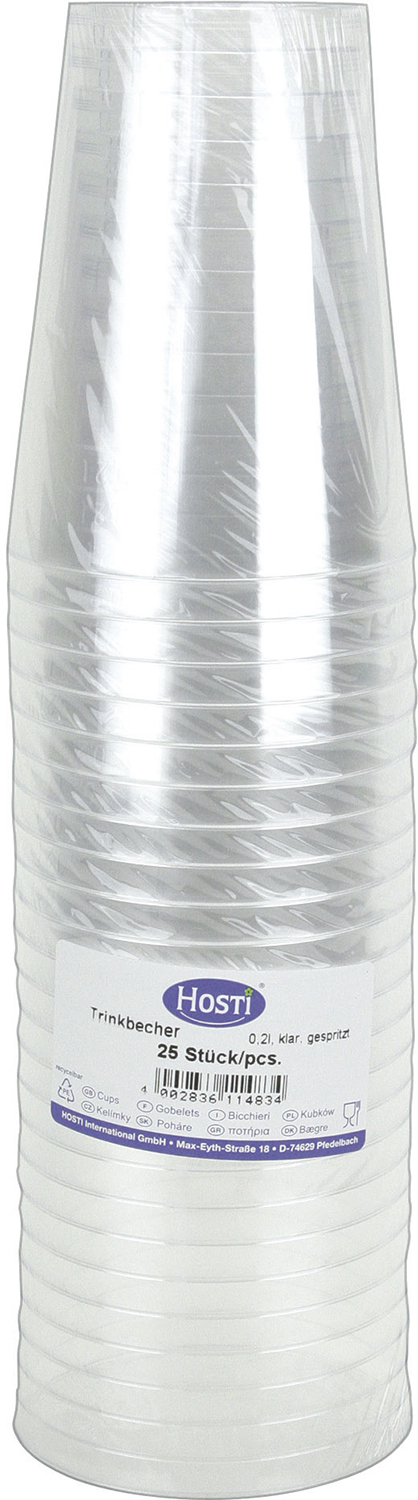 HOSTI Trinkbecher 0,2 liter 25 Stück transparent