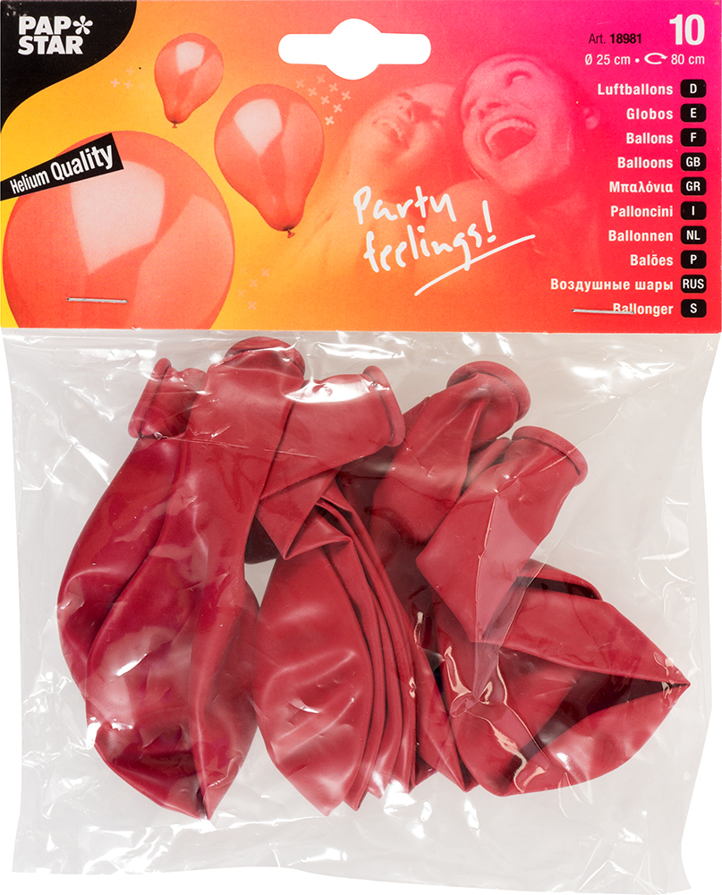 PAPSTAR Luftballons Ø 25 cm EM 2016 10 Stück rot