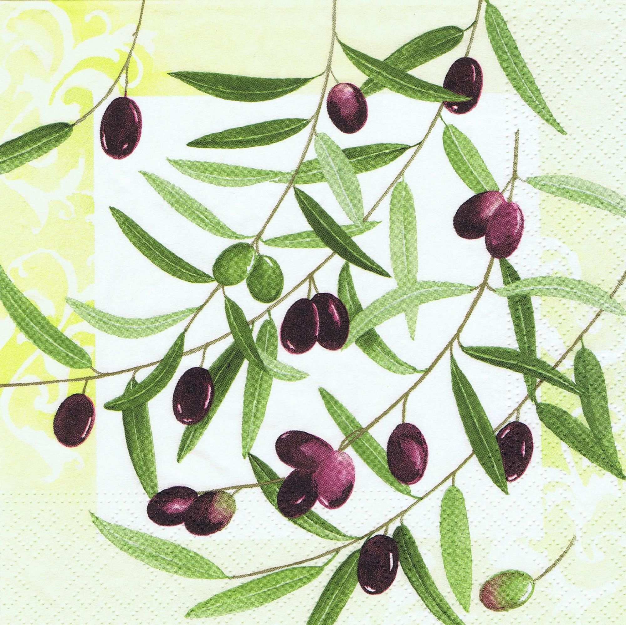 PAPSTAR Servietten Olive Twig 20 Stück 1/4-Falz 33 x 33 cm