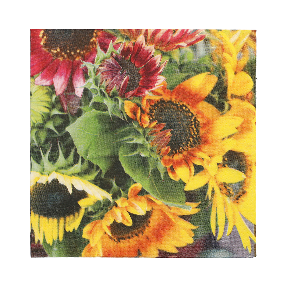 Servietten Sonnenblumen-Bukett 3-lagig 33 x 33 cm 20 Stück bunt