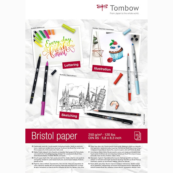 Tombow Zeichenblock Bristol A5 25 Blatt hellweiss