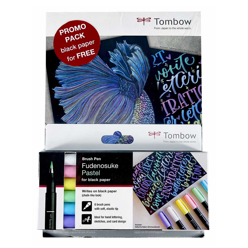 TOMBOW Fudenosuke Brush Pens Pastel 6er Set mehrere Farben