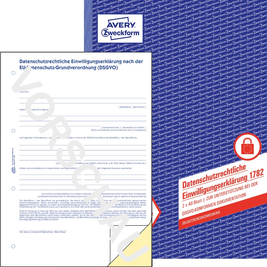 Dokument zur datenschutzrechtlichen Einwilligung nach DSGVO. Enthält Platz für persönliche Angaben und Unterschrift.
