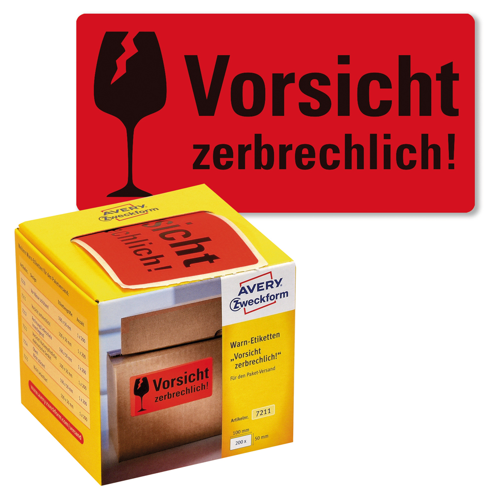 varivendo 50 Stück Aufkleber Etikett Vorsicht Zerbrechlich Paketaufkleber :  : Bürobedarf & Schreibwaren