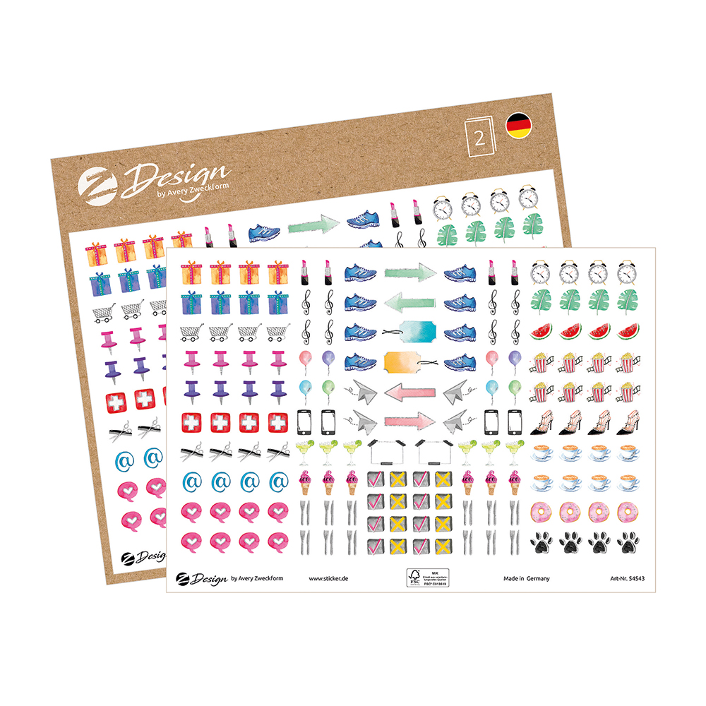 AVERY ZWECKFORM Z-Design Trend Sticker Lettering Icons 328 Sticker mehrfarbig