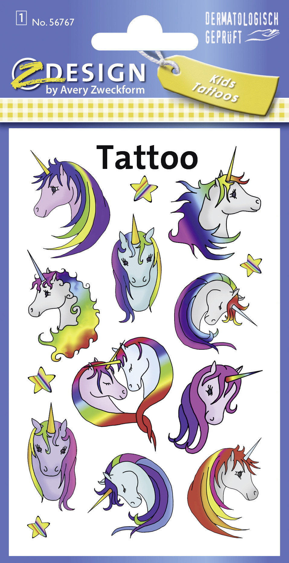 Z-DESIGN Kindertattoo Einhorn 10 Stück bunt