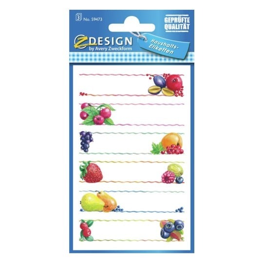 Aufkleber mit verschiedenen Früchten. Bunte Illustrationen auf weißem Hintergrund.
