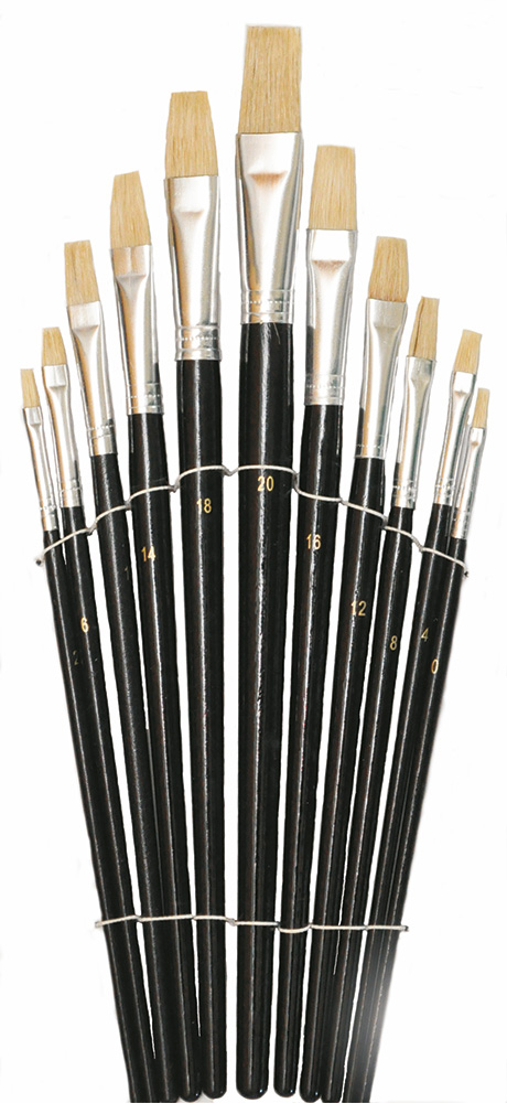 Flachpinsel-Set für Acrylfarben 11 Teile schwarz