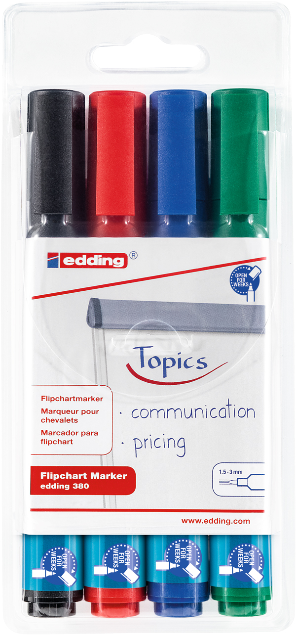 EDDING Flipchartmarker-Set 380 1,5-3 mm 4 Stück mehrere Farben