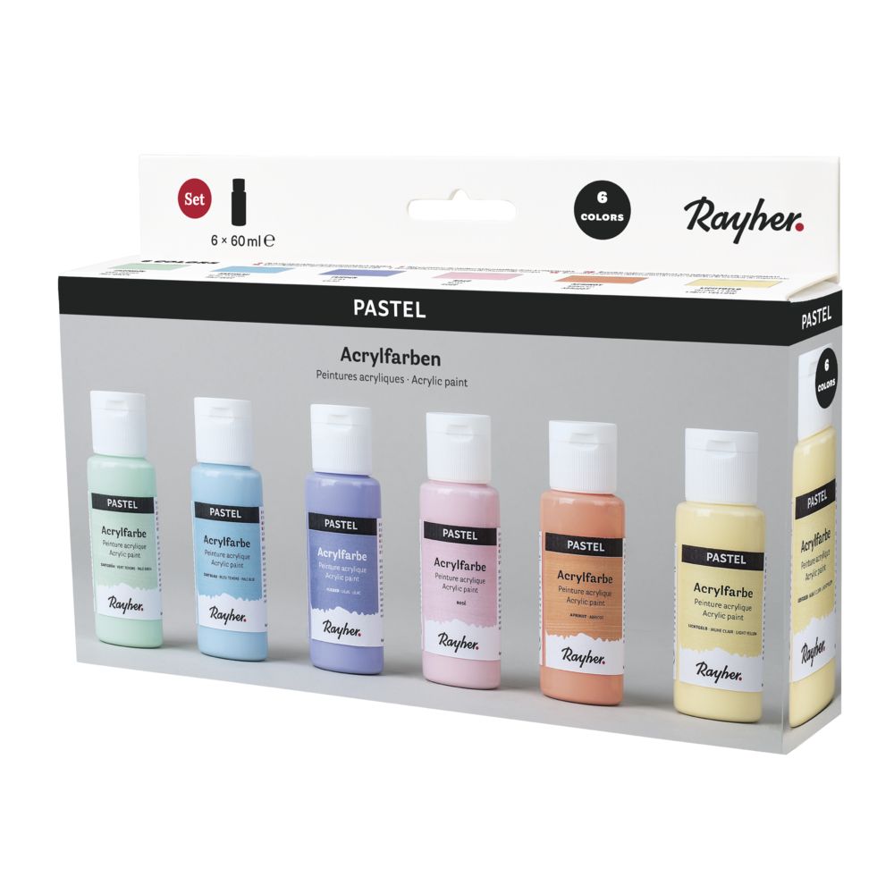 RAYHER Acrylfarben-Set Pastell 6 x 60 ml