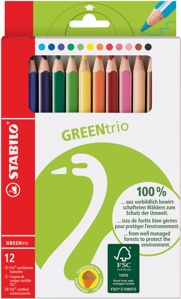 STABILO Umweltfreundliche Buntstifte GREENtrio 12er Pack