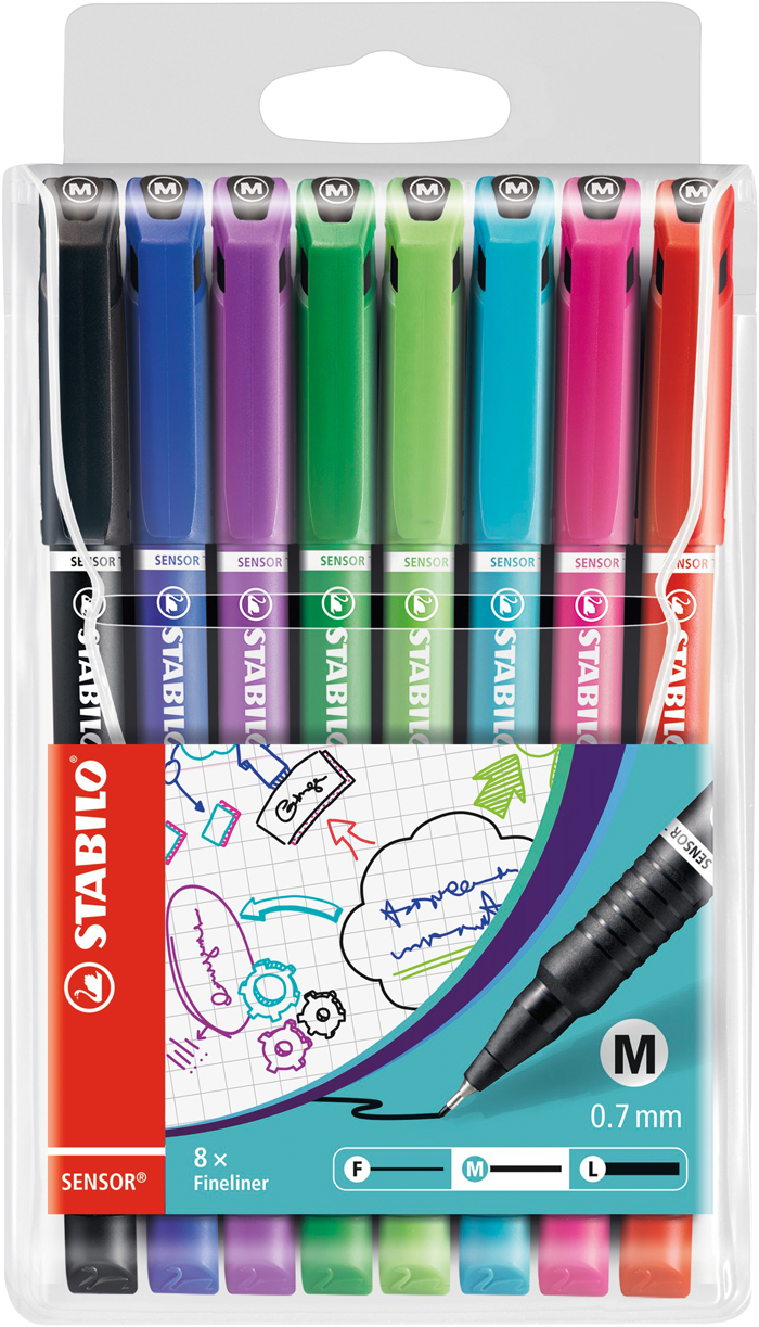 STABILO Fineliner-Set Sensor M Fancy 0,7 mm 8 Stück mehrere Farben