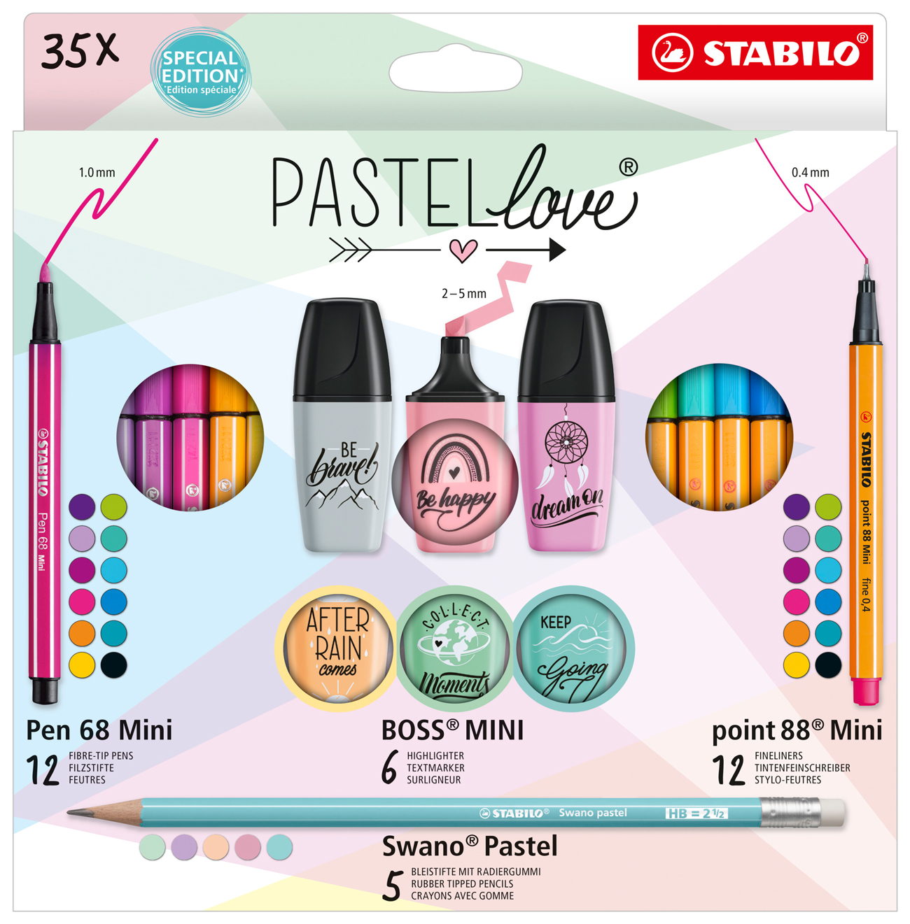 STABILO Schreib-Set Pastelllove 35er Set mehrere Farben