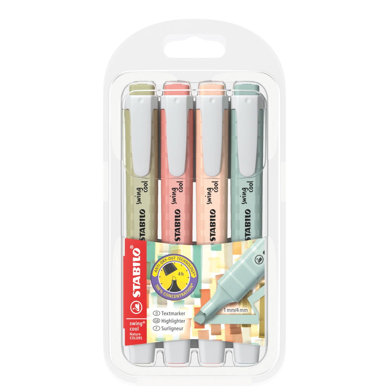 STABILO Textmarker swing cool Naturecolors 4er Pack