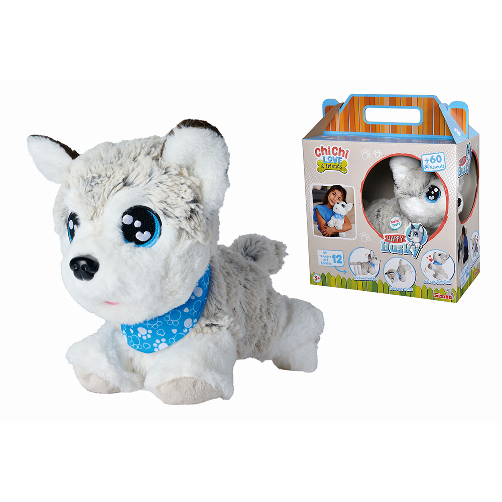 Chi Chi Love Happy Husky 30 cm Sprachbefehle und Soundeffekte grau