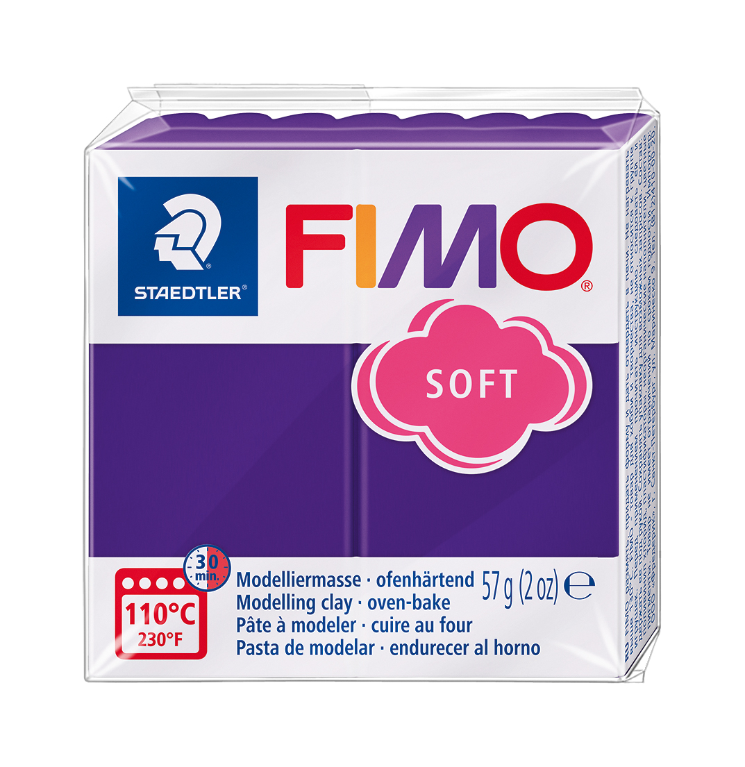 FIMO Soft Modelliermasse in lila Verpackung. 57 g, ofenhärtend.