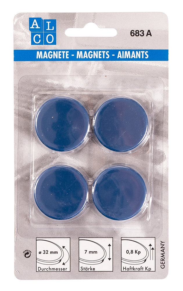 ALCO Magnete Ø 32 mm 4 Stück blau