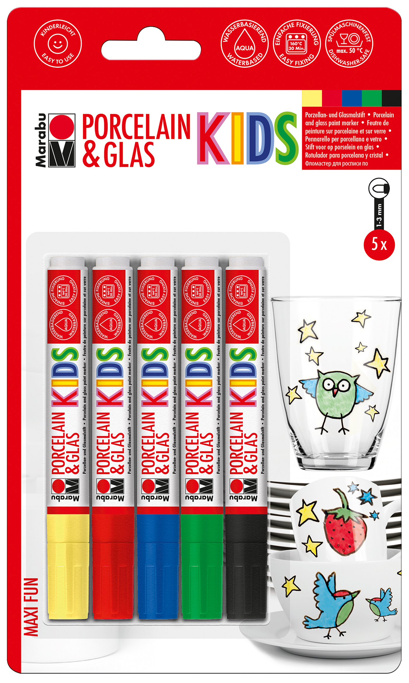 MARABU Kids Porzellan & Glas Stifte-Set 5 Stück mehrere Farben