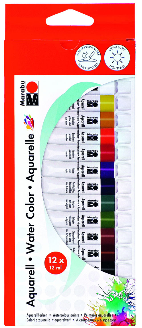MARABU Aquarellfarben-Set 12 x 12 ml mehrere Farben
