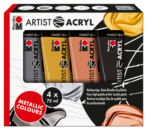 MARABU Acrylfarben Set Artist -Metallic 4 x 75 ml mehrere Farben