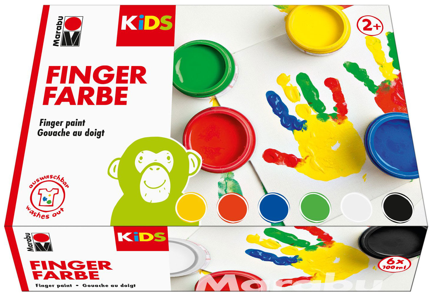 MARABU Kids Fingerfarben-Set 6 x 100 ml mehrere Farben