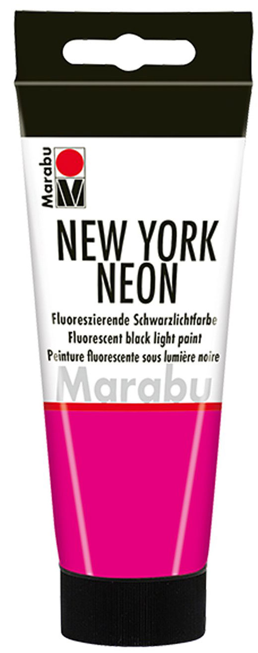 Tube mit fluoreszierender schwarzer Farbe. Farbe: leuchtendes Pink. Marke: Marabu. Geeignet für Schwarzlicht.