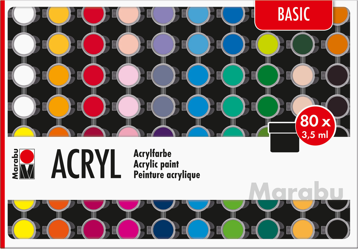 MARABU Acrylfarben-Set Basic 80 x 3,5 ml mehrere Farben
