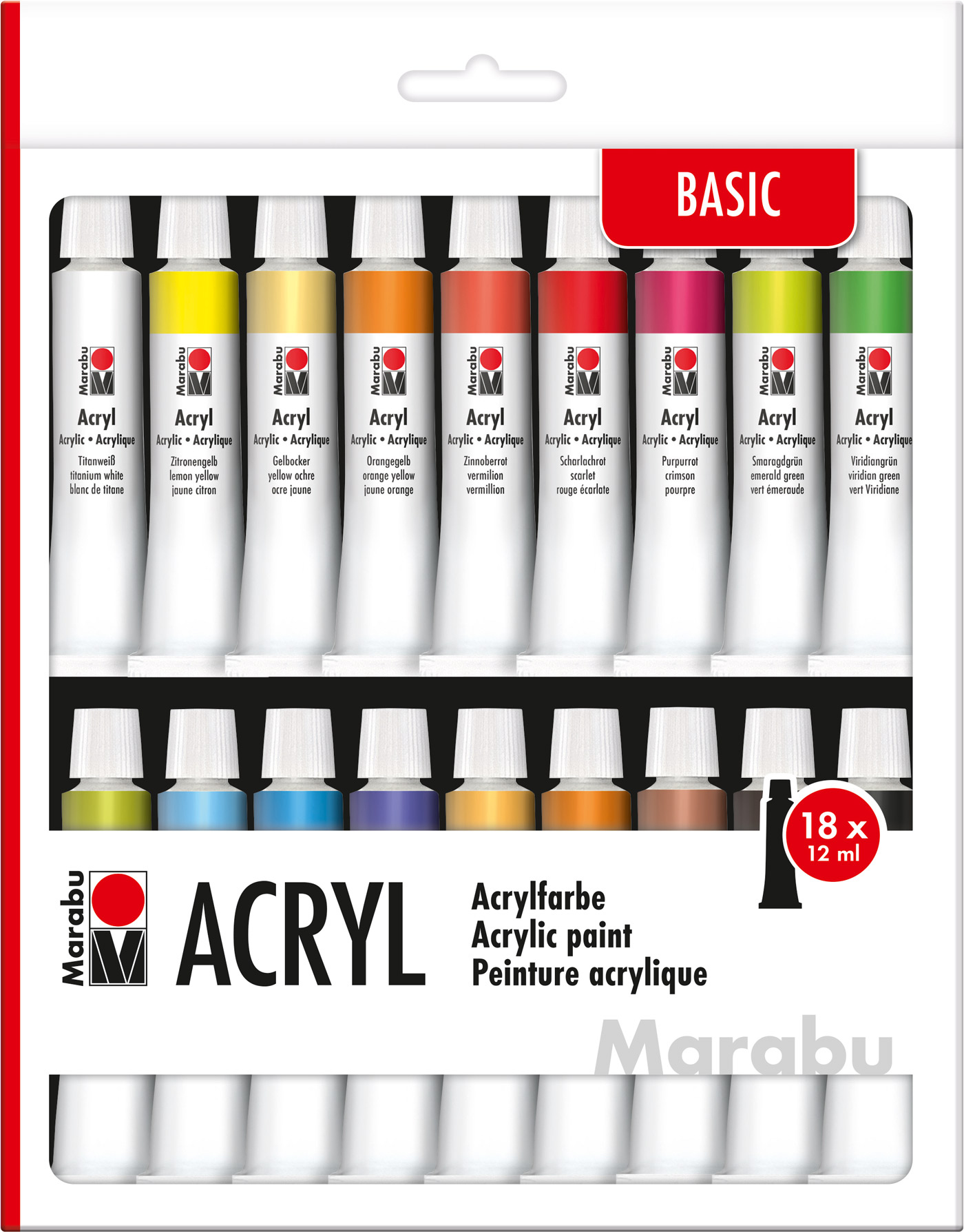 MARABU Acrylfarben-Set 18 x 12 ml mehrere Farben