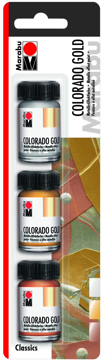 MARABU Metallic-Effektfarbe-Set Colorado Gold Classics 3 x 15 ml