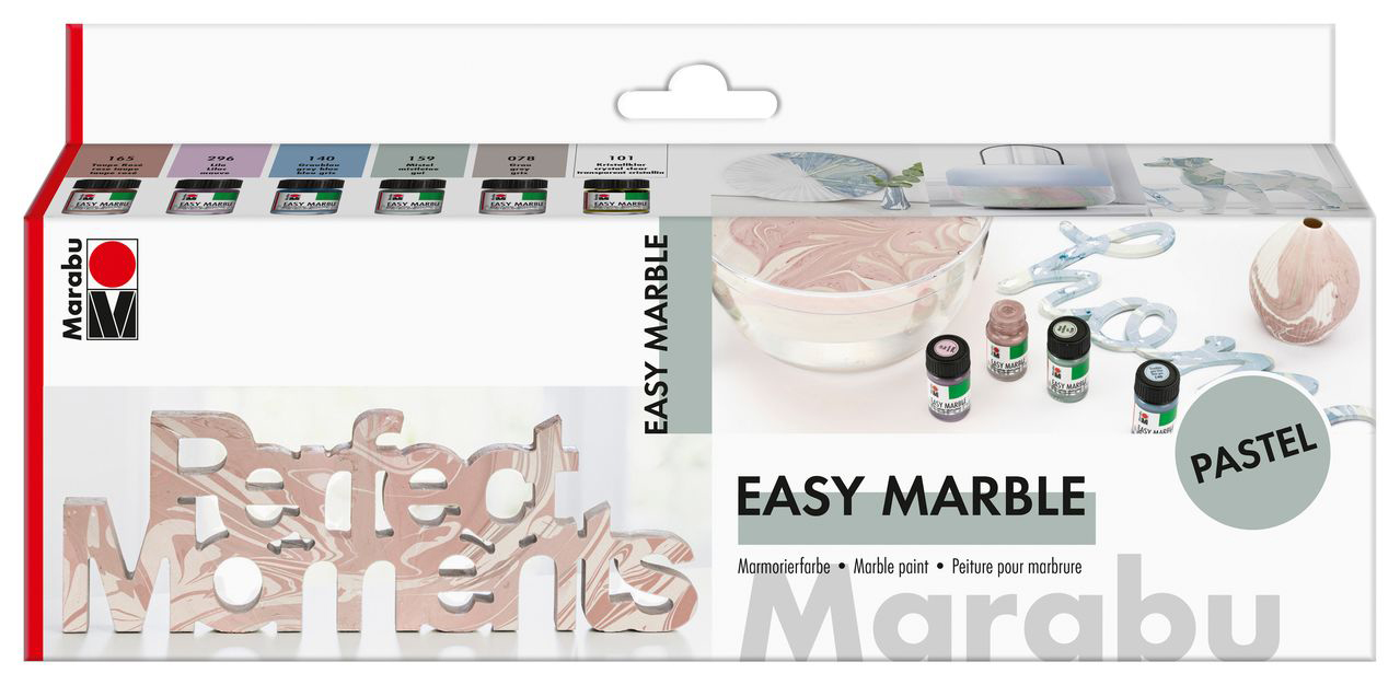 Marabu Marmorierfarbe-Set Easy Marble Pastell, 6 x 15 ml