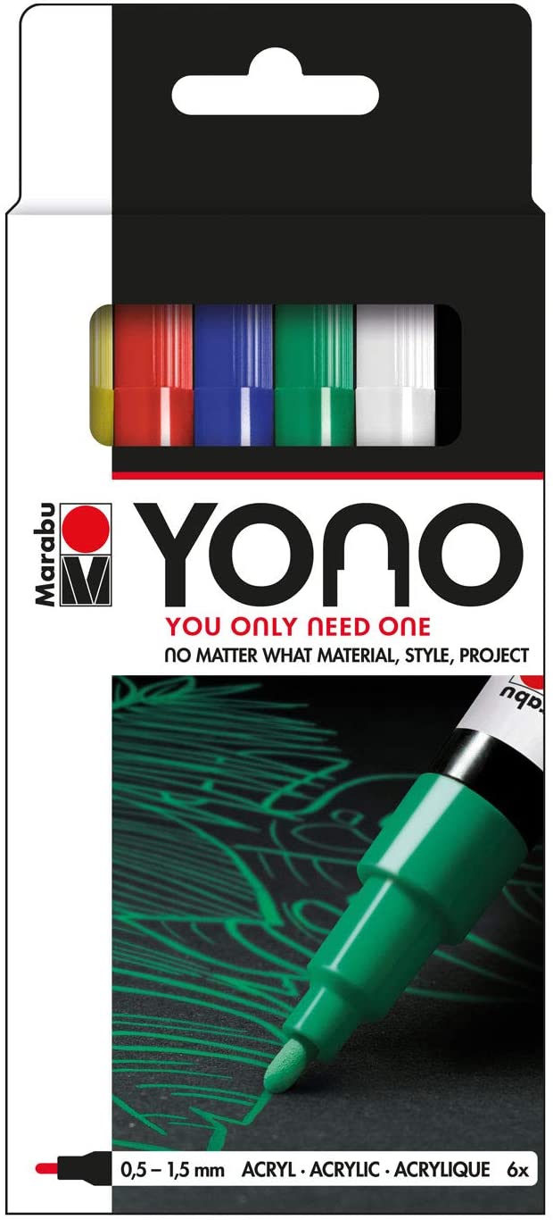MARABU Acrylmarker-Set YONO 6 Teile 0,5 - 1,5 mm mehrere Farben