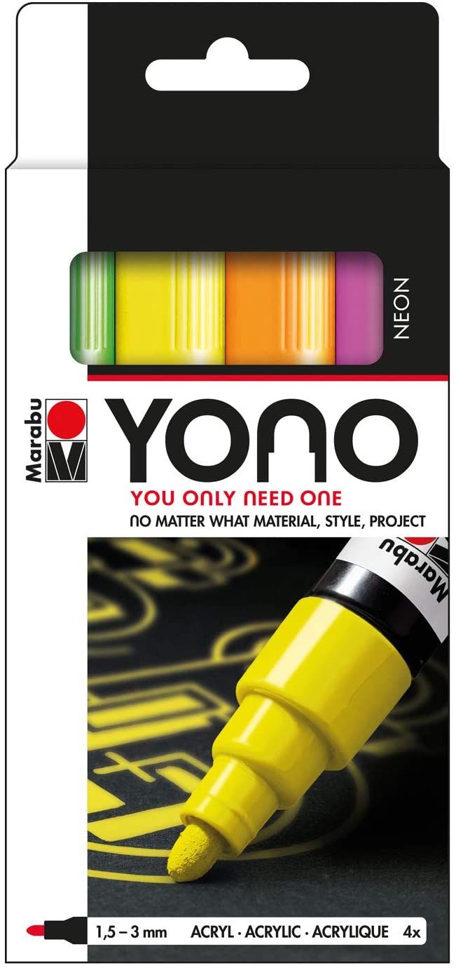 MARABU Acrylmarker-Set YONO Neon 4 Teile 1,5 - 3 mm mehrere Farben