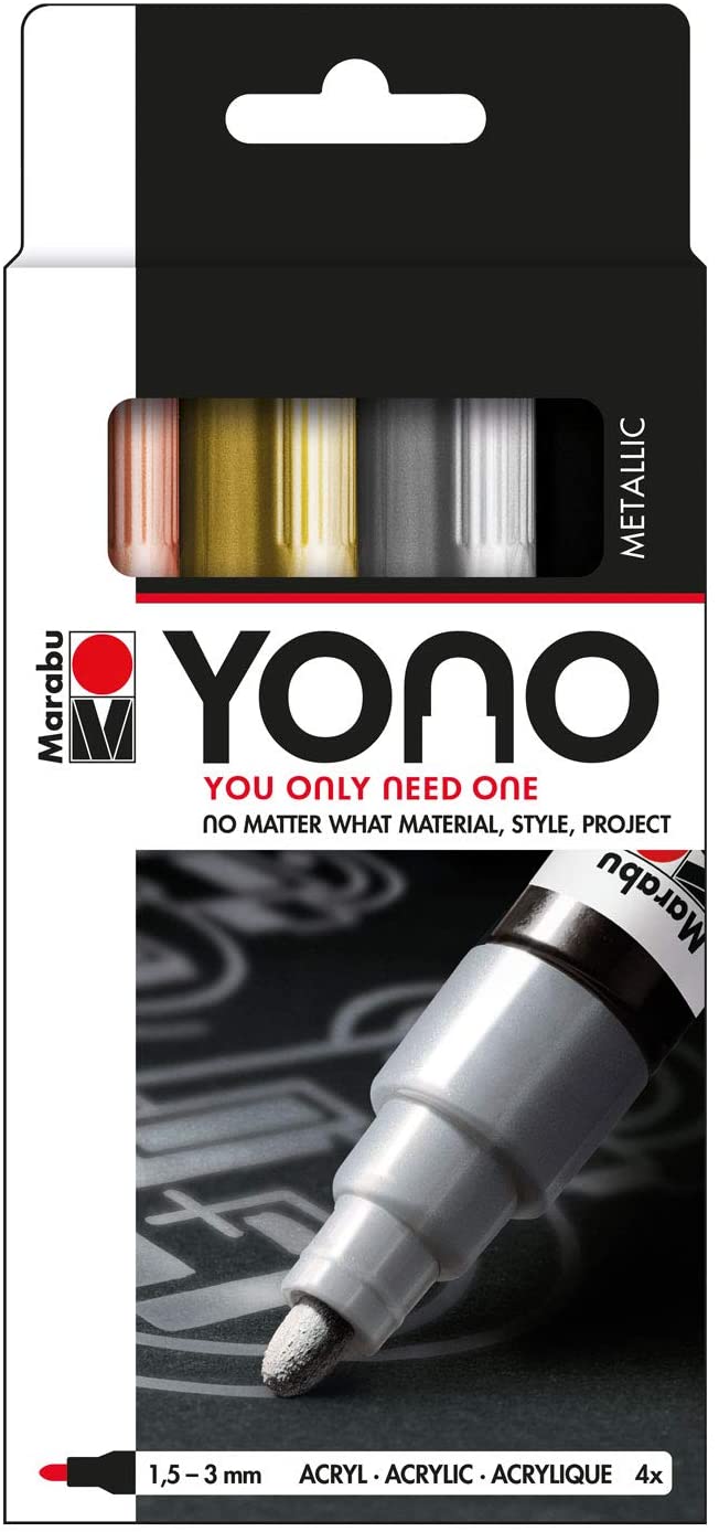 MARABU Acrylmarker-Set YONO Metal 4 Teile 1,5 - 3 mm mehrere Farben