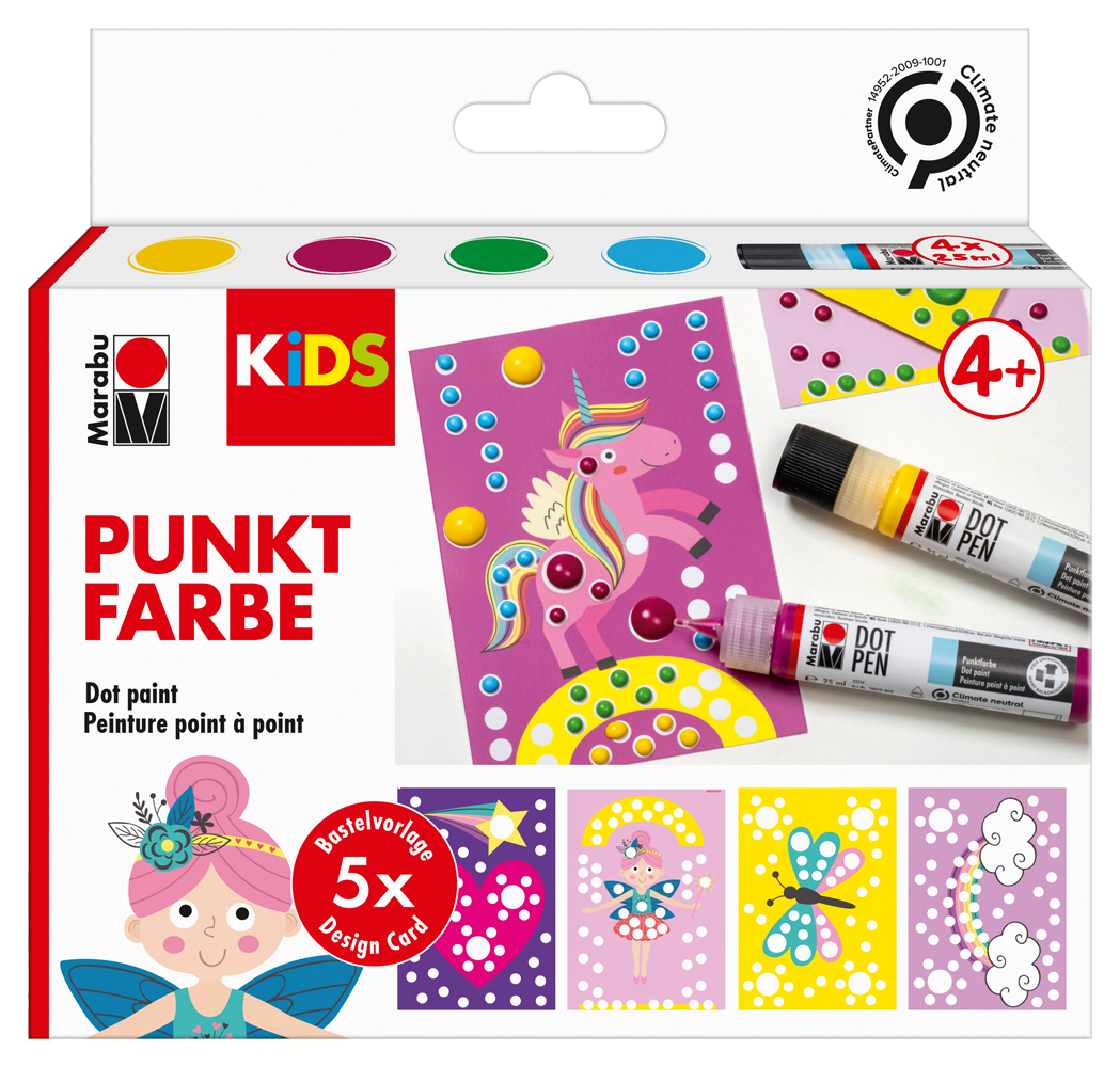 MARABU Kids Punktfarbe Dot Pen Set Einhorn 4 x 25 ml mehrere Farben