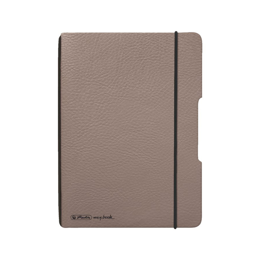 Helles, strukturiertes Cover für ein Buch oder Notizbuch. Mit elastischem Verschlussband.