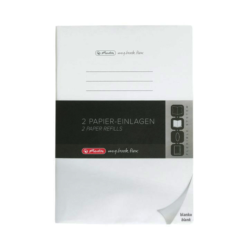 Weißes Papier-Refill-Set für Notizbücher. Enthält zwei leere Blätter.