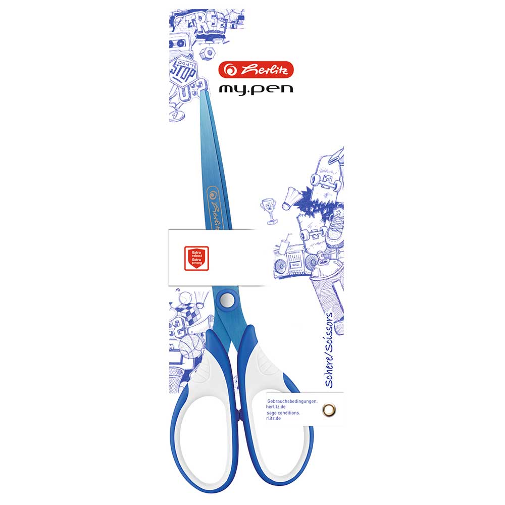 HERLITZ Schere my.pen 18 cm blau/weiß