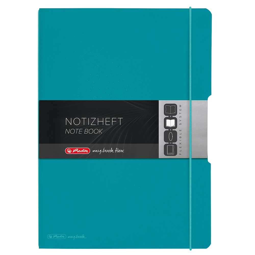 HERLITZ Notizheft flex my.book PP A4 40Blatt kariert 40 Blatt liniert gelocht türkis