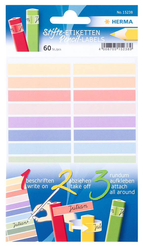 HERMA Stifte-Etiketten 10 x 46 mm 60 Stück mehrere Farben
